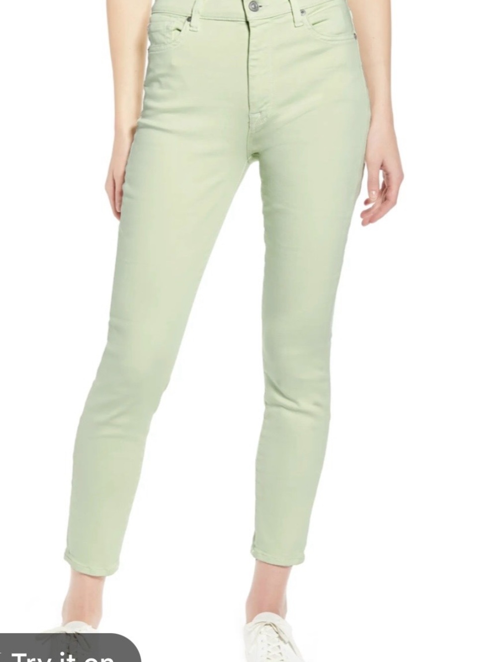7 For All Mankind Light Mint Green Ankle Skinny Jeans